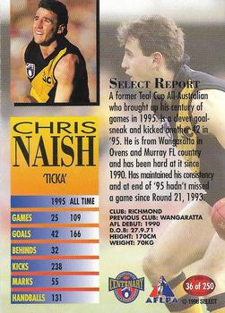 1996 Select AFL #36 Chris Naish Back